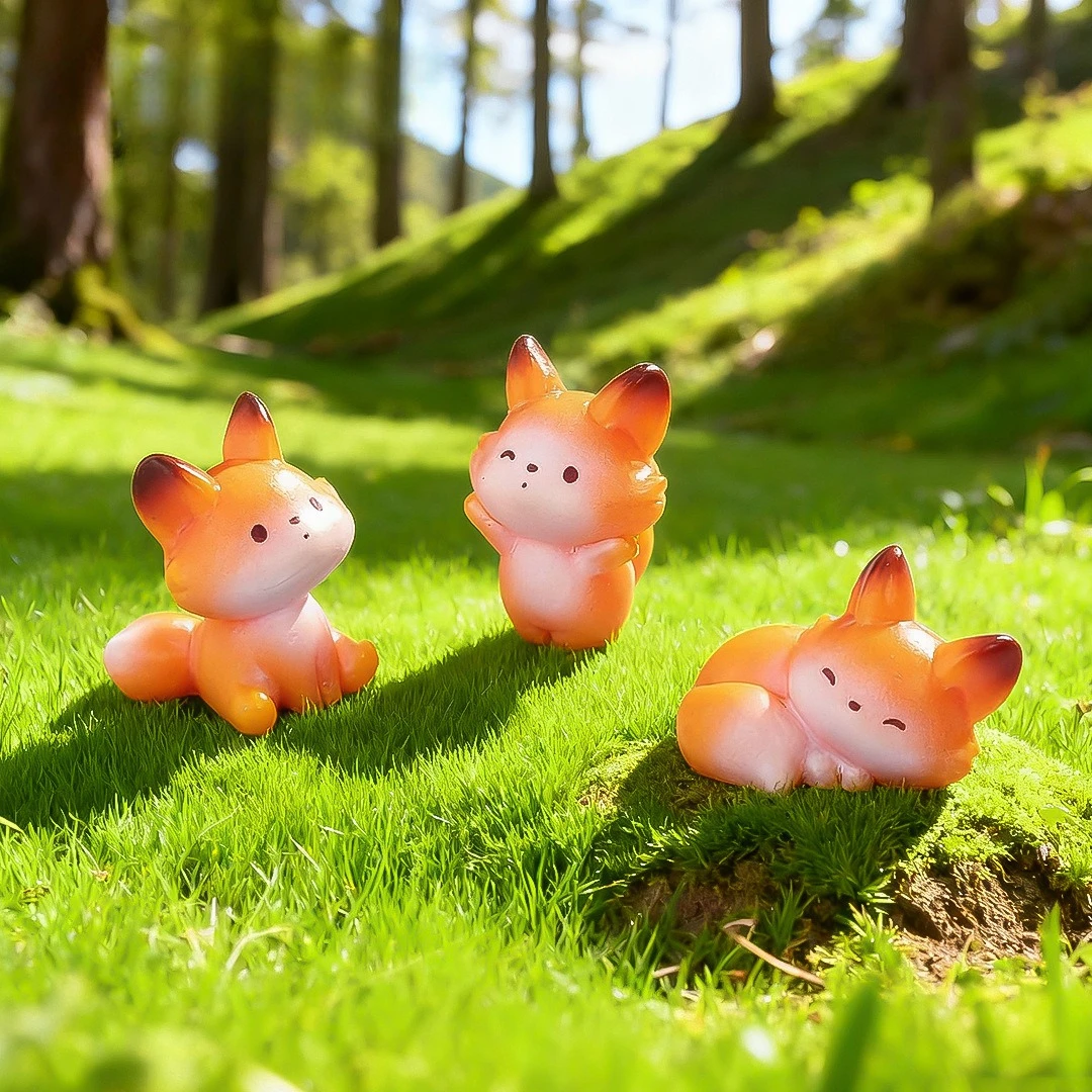 4-20 قطعة Kawaii الراتنج الكرتون الثعالب الحيوان ديكور منزلي ذاتي الصنع مصغرة الجنية ديكور حديقة المنزل دمية الملحقات