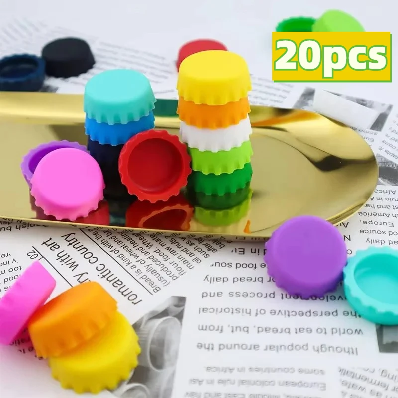 

20pcs Silicone Beer Bottle Caps Candy Colors Beer Lid Sealing Leak Proof Cola Lid Soda Home Brewing Wine Making Barware Cover