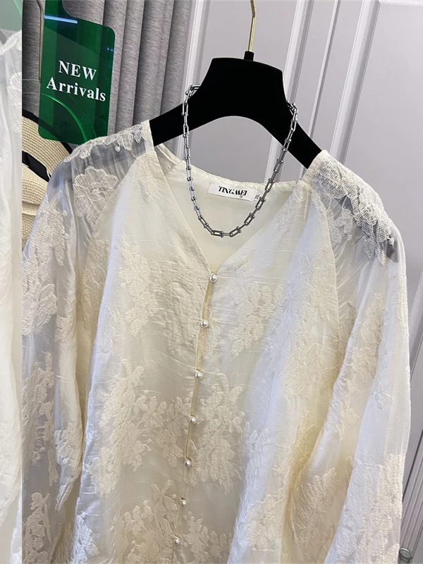 Wit Kant Geborduurd irt Nieuwe Chinese Sle Nationale Trend Dames Premium Feel Herfst Faion Enkel Item Volledige Lengte Sve