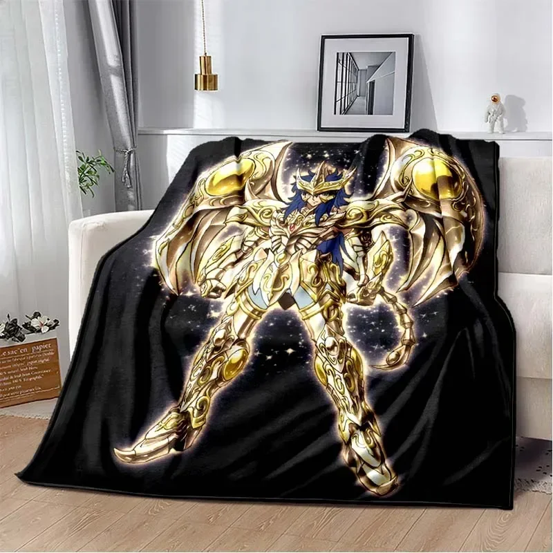 3D Retro Saint Seiya Anime Cartoon Flannel Blanket Soft Cozy Sofa Bed Travel Blanket Child Birthday Gift