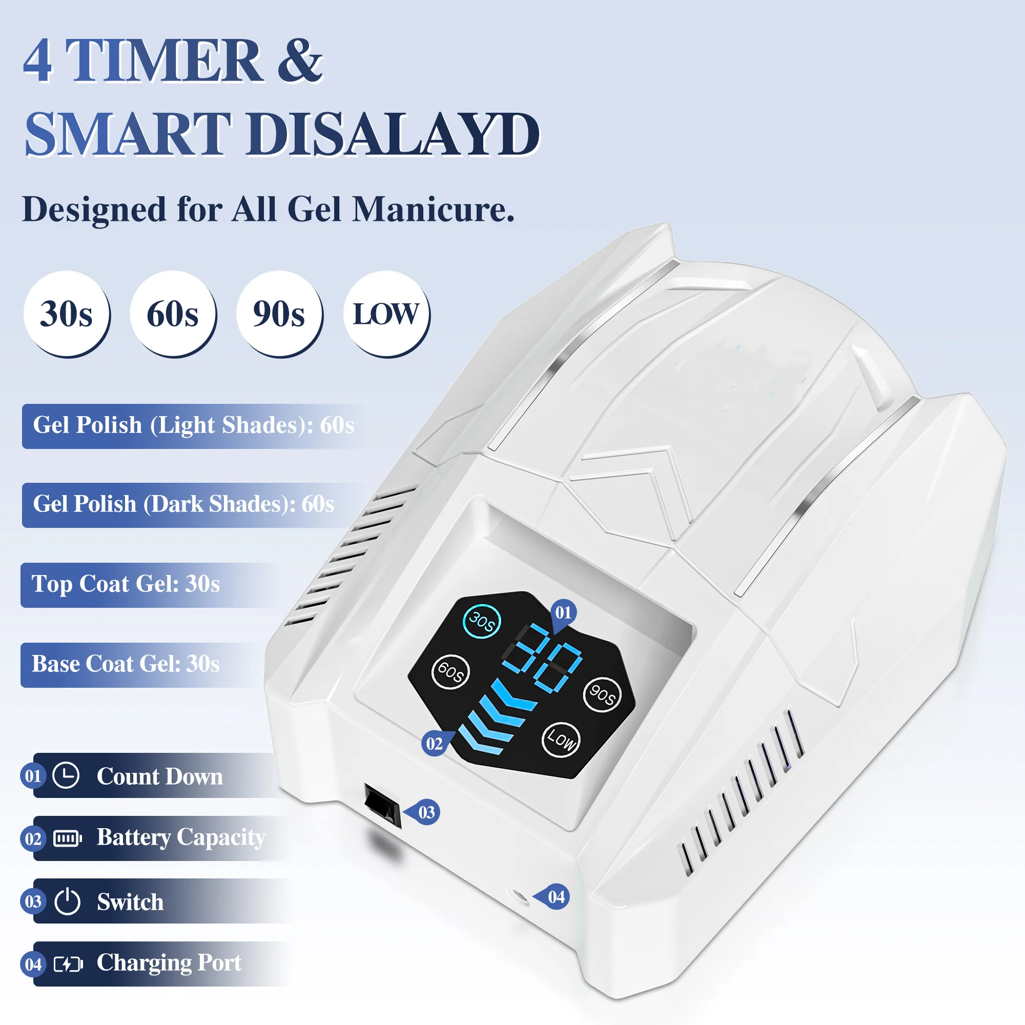 LAMWO Lampada per unghie wireless Forniture per unghie Attrezzatura professionale per unghie ad alta potenza Lampada a LED UV Essiccatore per gel leggero per manicure