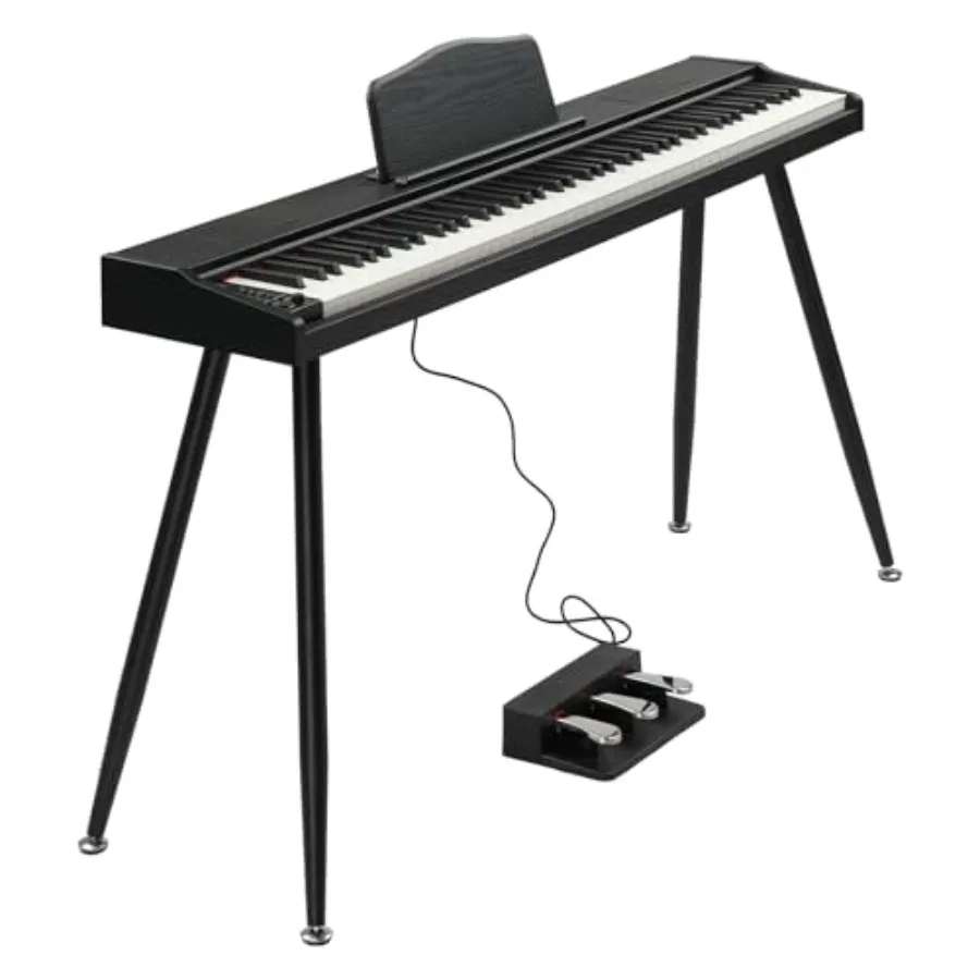 Digital Piano Keyboard with Stand Portable 88 keys Semi-Weighted Electric Piano with Pedal for Beginner Bluetooth Triple Pedals