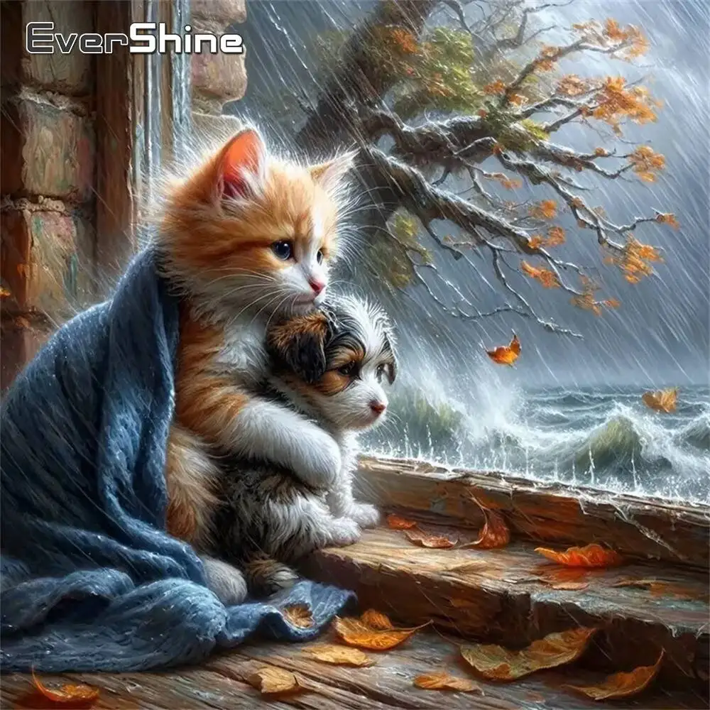 Evershine Katze Diamant Malerei Hund Tier Neue Ankunft Voll Platz Runde Stickerei Baum Wohnkultur Diamant Mosaik Wohnkultur