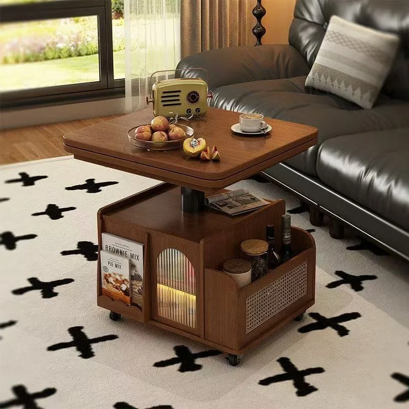 

Solid wood lifting and folding mobile cart Small apartment household Multifunctional living room