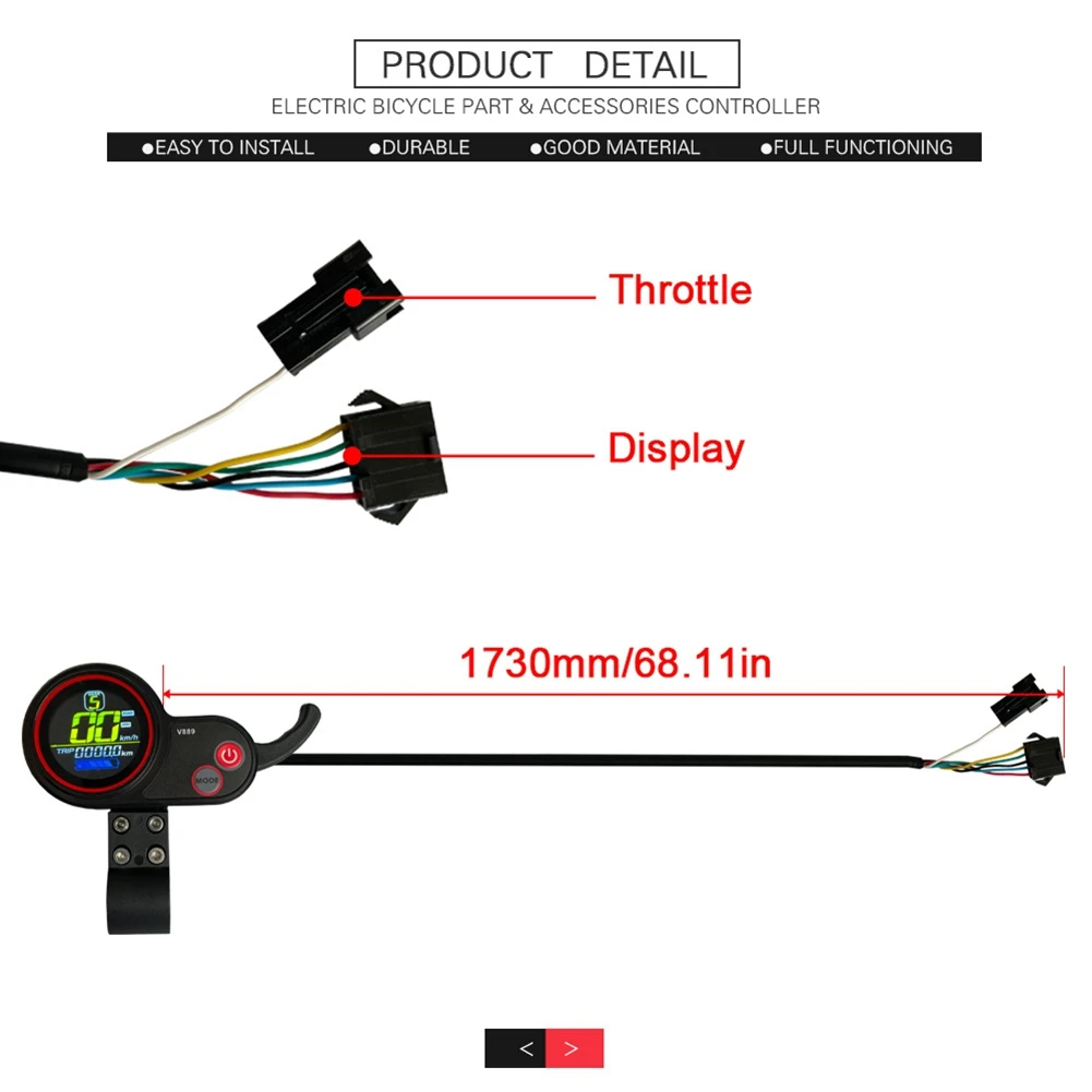 L79A 36V 48V 500W/750W 22A Electric Bike Controller with LCD Display Thumb Throttle for Ebike Electric Scooter