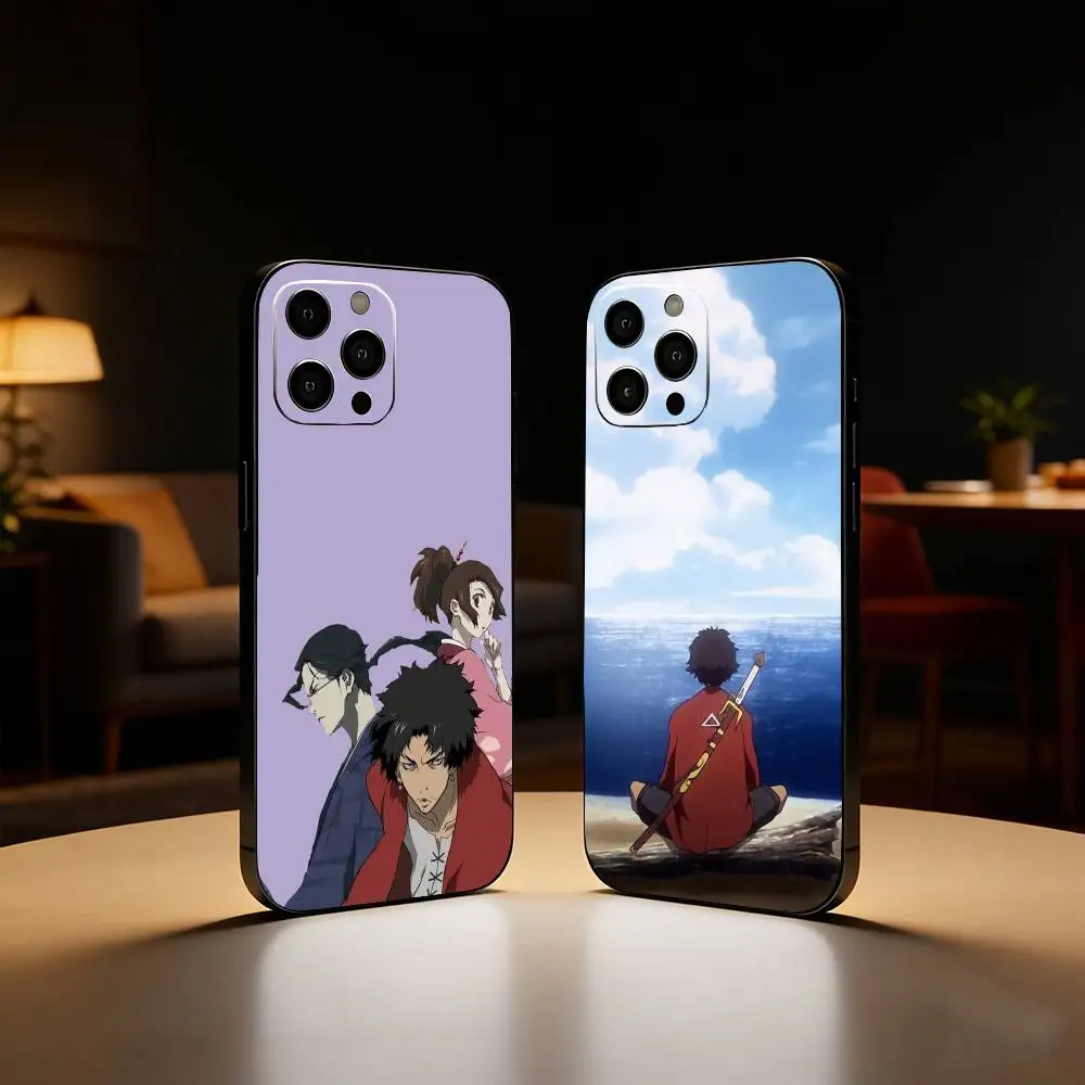 

Anime S-Samurai C-Champloo Phone Case For iPhone17,16,15,14,13,12 Plus,Max Soft Silicone Black Cover