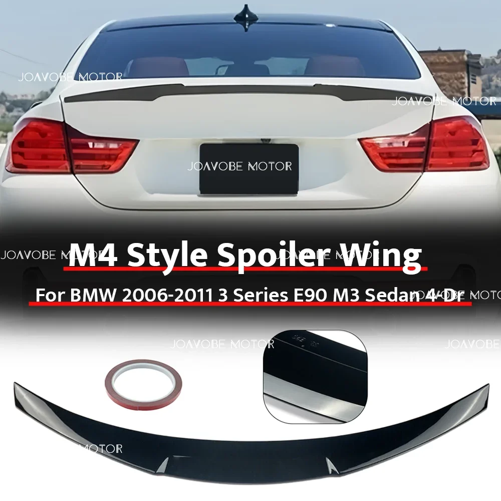 

Глянцевый черный задний спойлер в стиле M4 для 4-дверного седана BMW 3 серии E90 2006-2011 годов выпуска