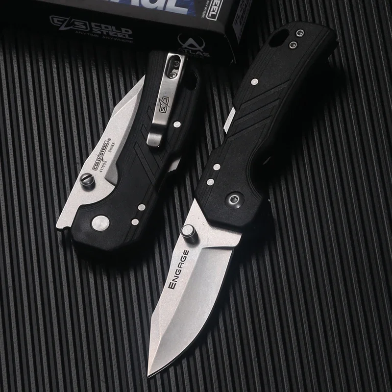 

Folding knife 440C clip-on blade Black nylon fiber handle survival utility knife. Tactical equipment