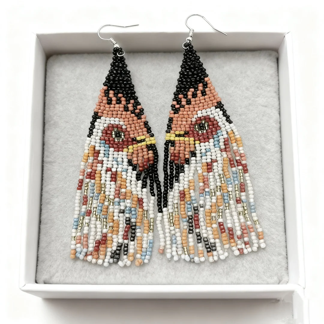 Beaded earrings Tassel Turkey Bohemia Colorful Pattern Trend female Original Hand-woven Alloy Simple Rice bead earrings