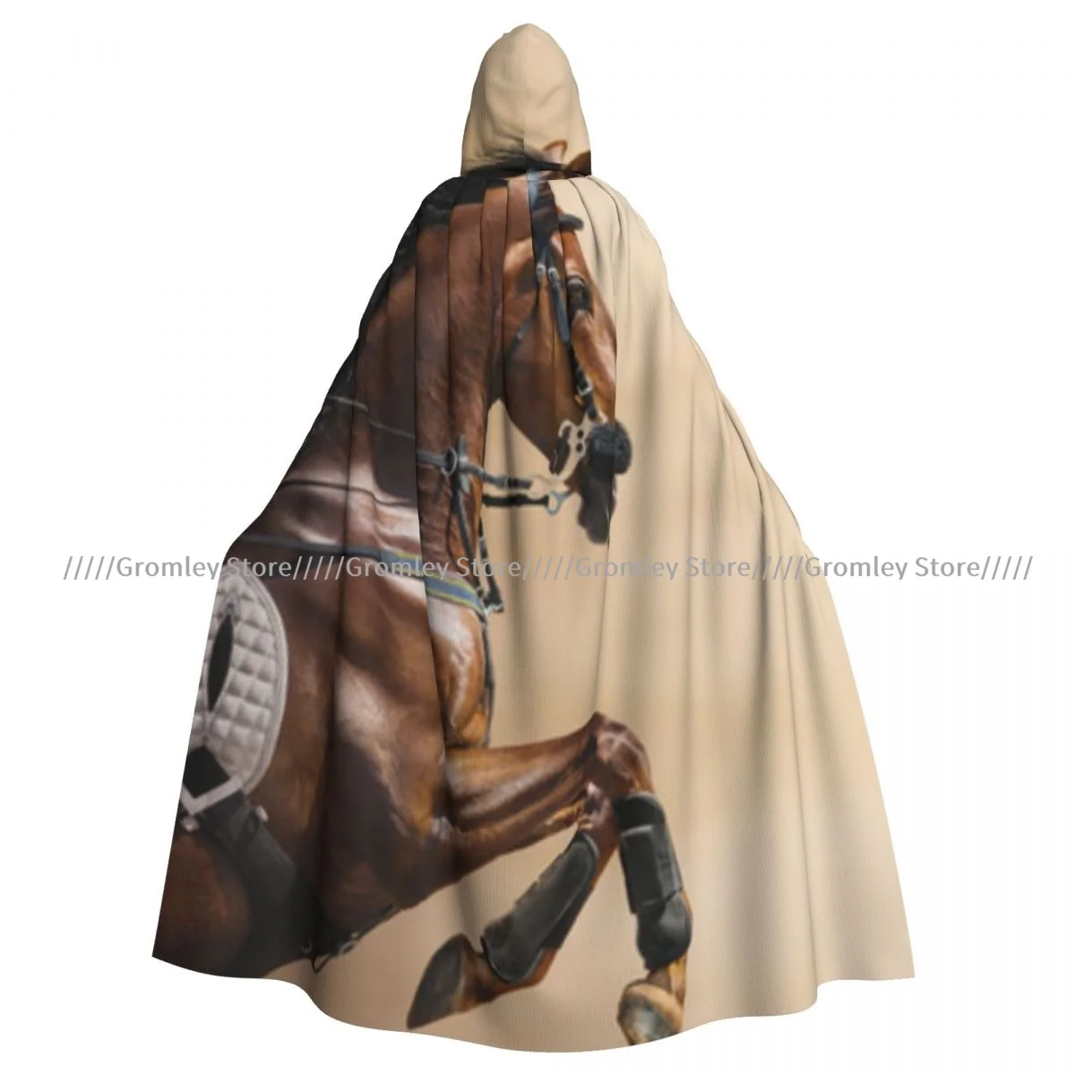 للجنسين عباءة الحصان القفز في Hackamore قوة الحياة قوة الشرف علامة الحب كيب مقنعين القرون الوسطى زي الساحرة ويكا مصاص دماء