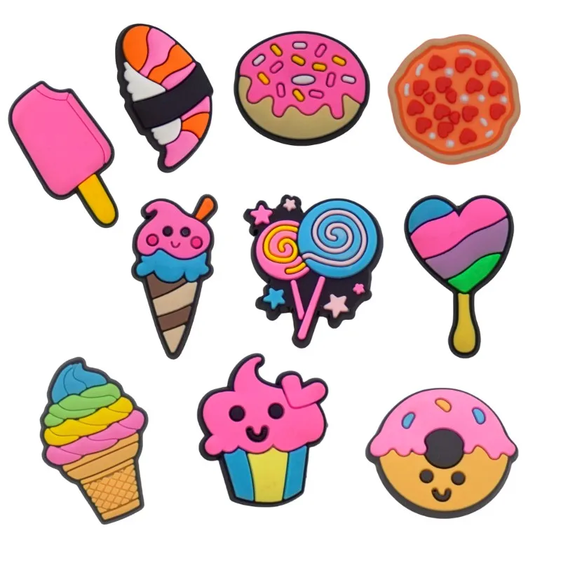 10/20Pcs Dessert Ice Cream Food Pattern Shoes Decorative Accessories - Pvc Shoes Accessories Christmas Birthday Gift Party Gift