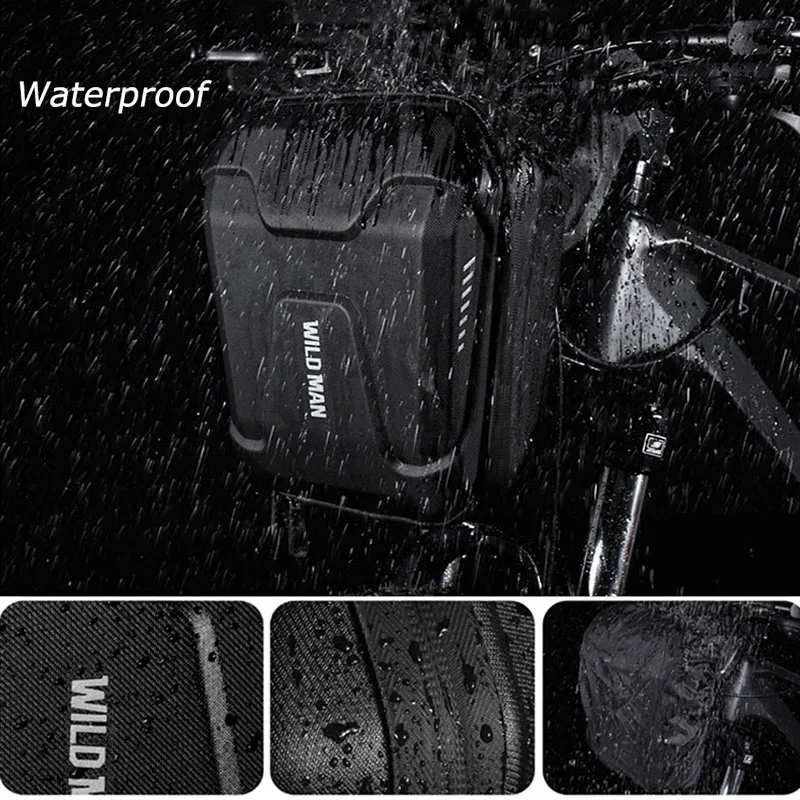 WILD MAN Waterproof Multifunctional Bicycle Handlebar Bag Front Bike Bag EVA Hard Shell Cycling Head Bag Bicycle Assessoires