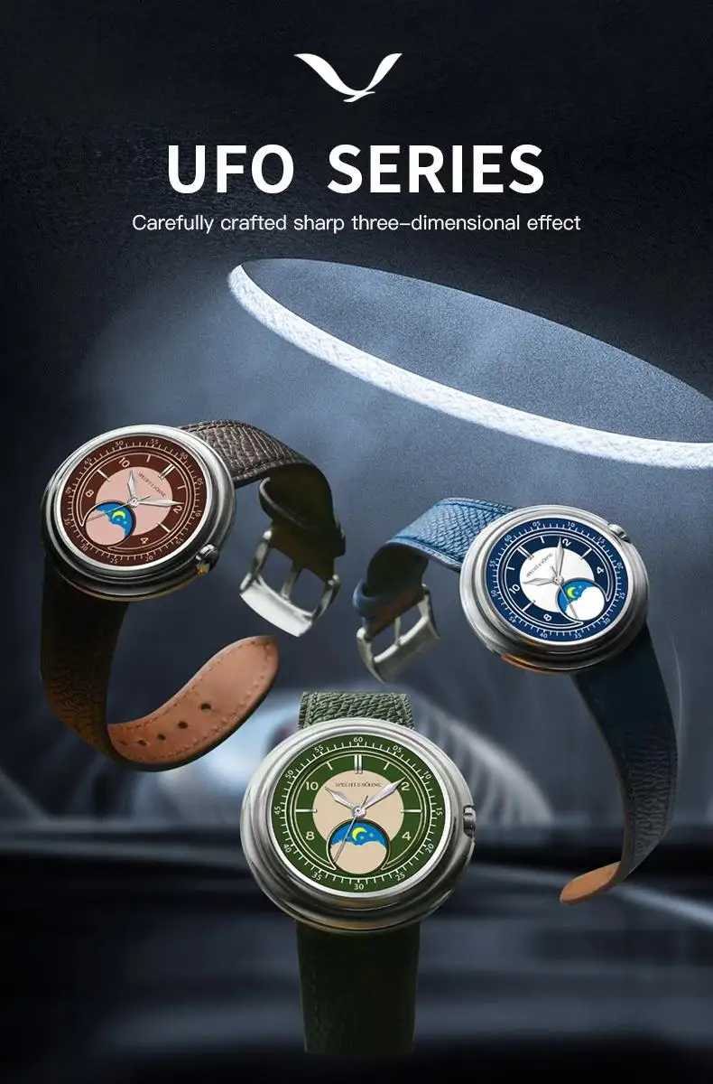 

Specht & Söhne 2025 Luxury Men's Quartz Watch Japan Moon Phase Round Stainless Steel Luminous Dial 50M Waterproof Wristwatch