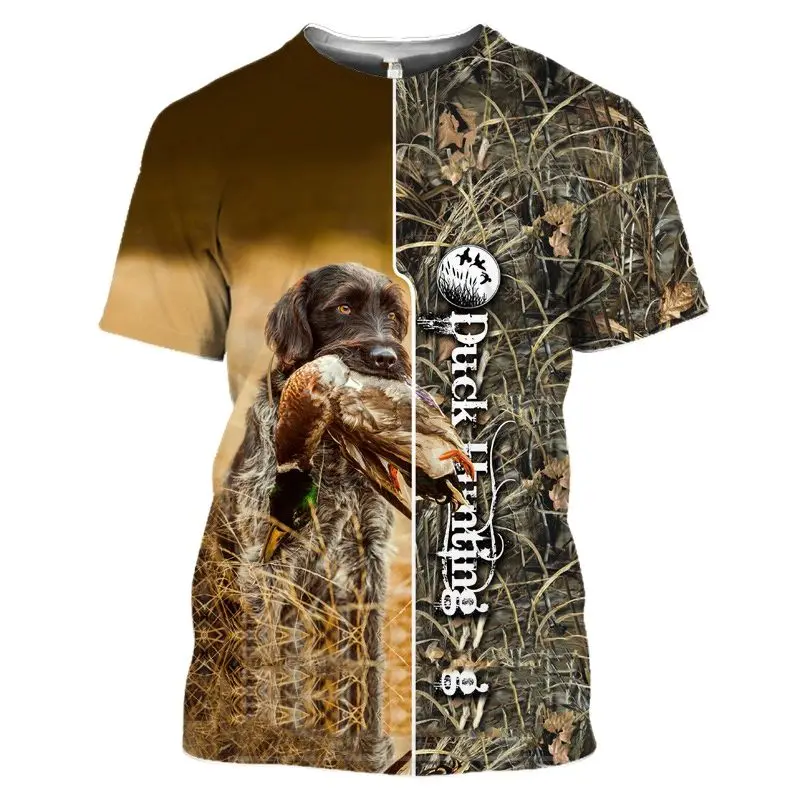 Outdoor Jungle Hunt Reed Camouflage T-Shirt 3D Wild Boar Print T Shirt For Men Casual O-neck Short Sleeve Funny Deer Pattern Tee