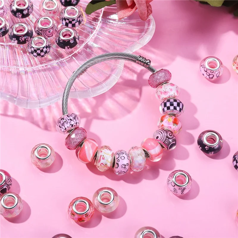 10Pcs Assorted European Craft Beads Large Hole Spacer Beads Charms European Beads for DIY Bracelet Jewelry Pens Garden Stakes