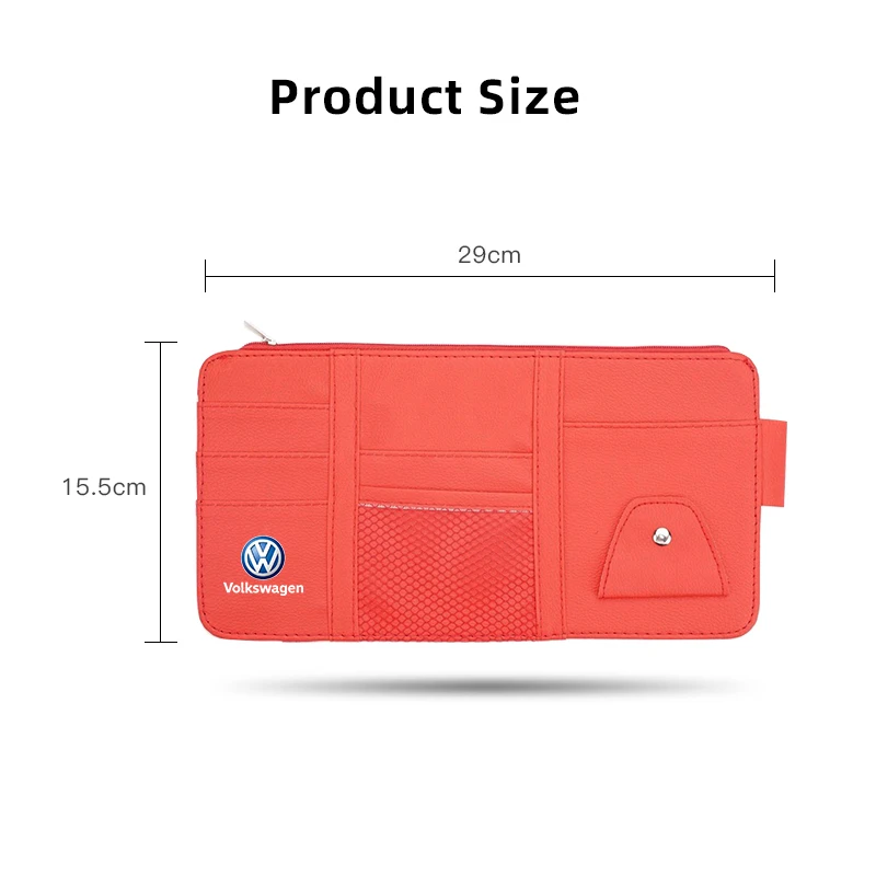 PU Leather Car Sun Visor Ticket Card Storage Bag Accessories For Volkswagen GTI Scirocco Magotan Polo GTD Jetta Bora T5 Lavida