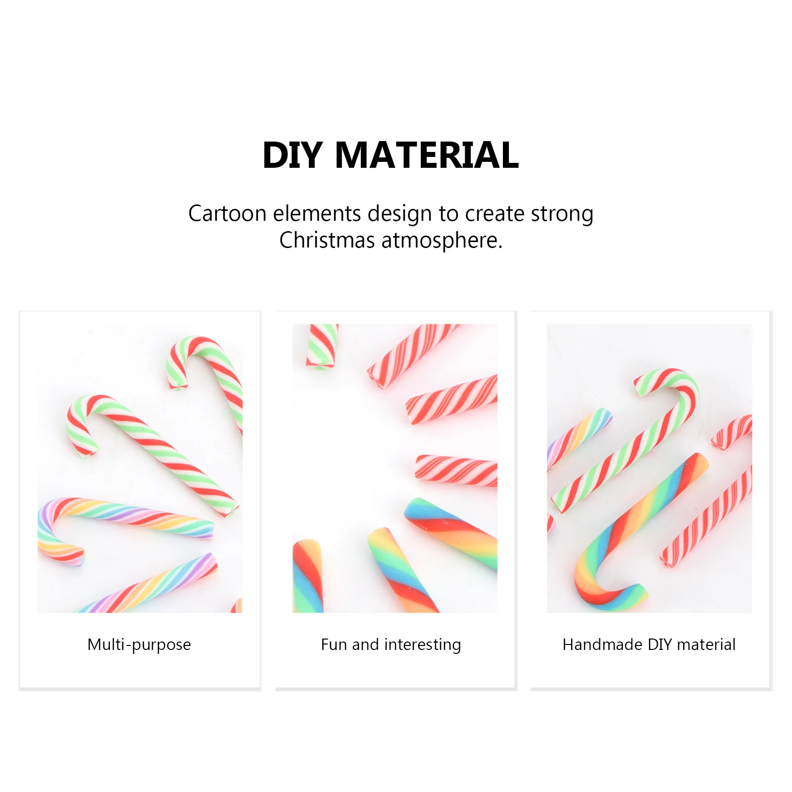 

40pcs Polymer Clay Mini Diy Accessory Christmas Cane Modeling Phone Ornament Decorative Material Creative Holiday Decor Festive