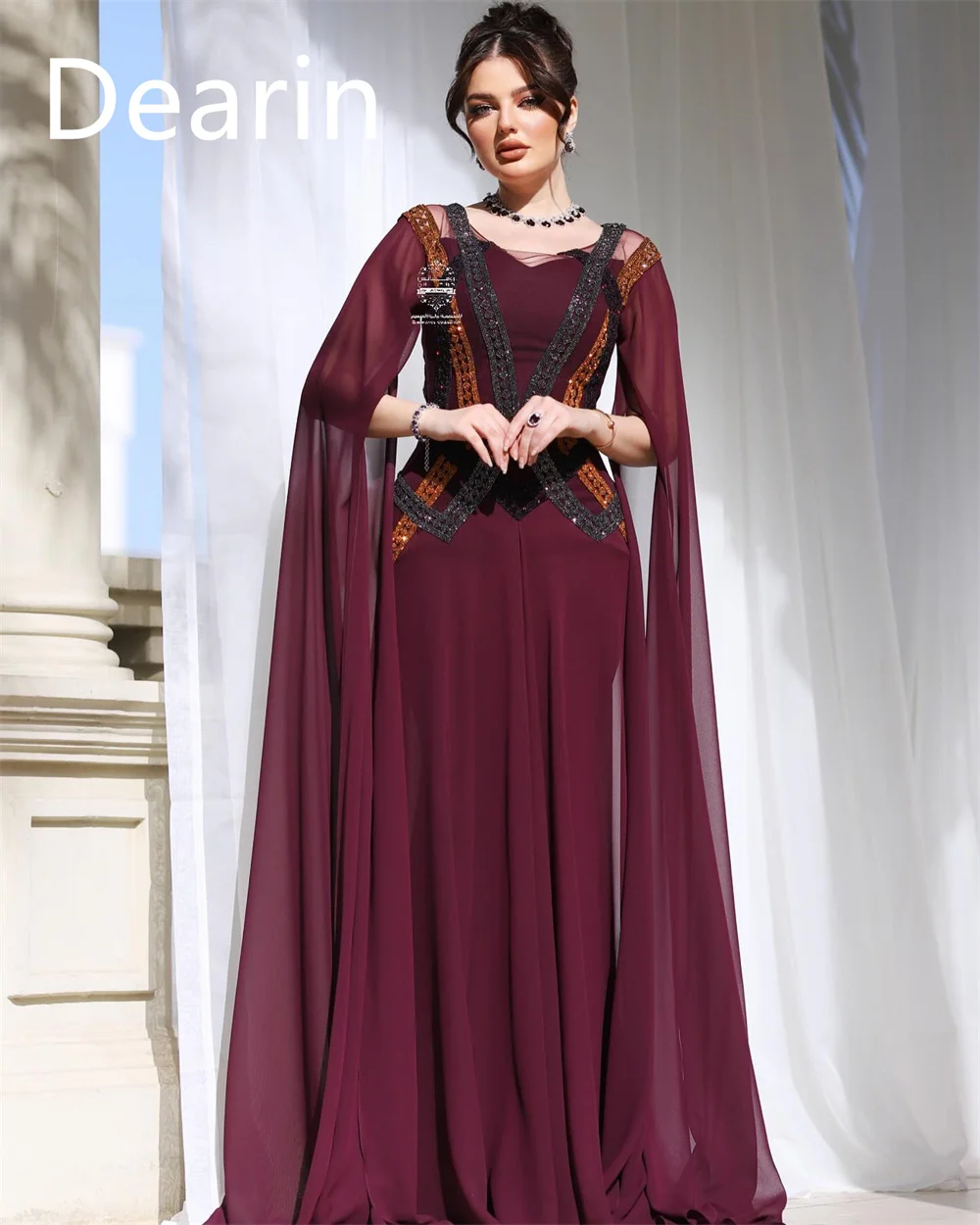 Disesuaikan gaun malam Prom wanita Dearin permata A-line rok panjang Lantai Tulle Bespoke gaun acara gaun Formal