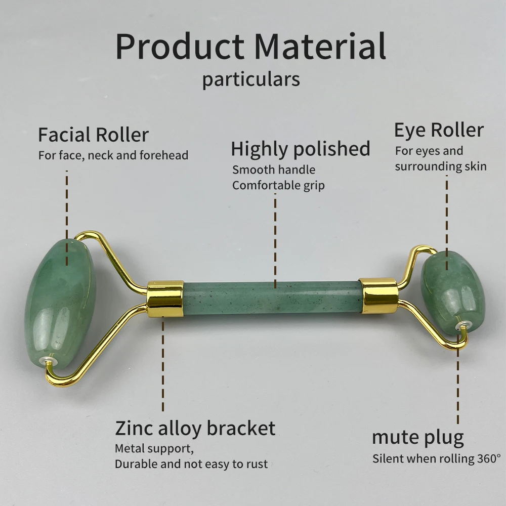 ลูกกลิ้งนวดหน้าหยก 1 ชิ้น - ลูกกลิ้งหยกตงหลิง เครื่องมือนวดหน้า - เครื่องนวดหน้าแบบลูกกลิ้งสองหัวเฉพาะทาง