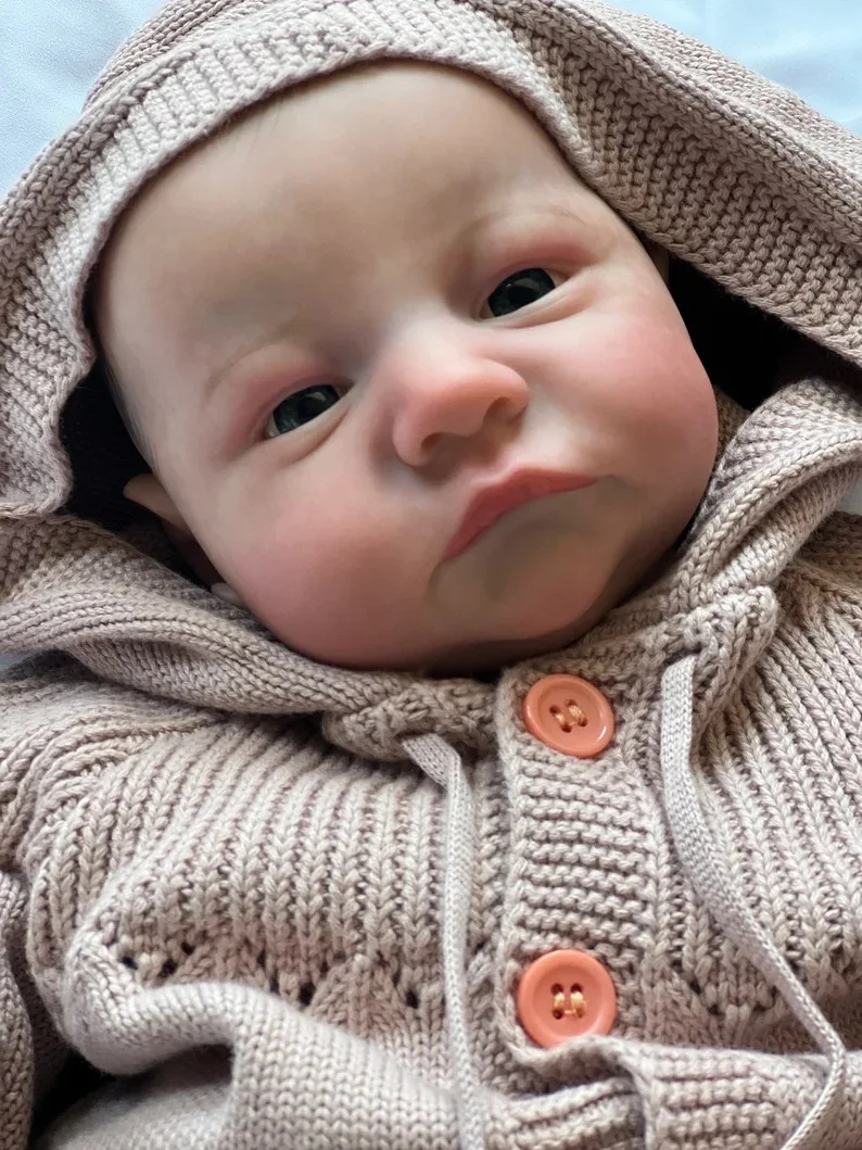 19 inch wakker Levi herboren babypop realistisch pasgeboren formaat, 3D-huidtextuur met zichtbare aderen, handgemaakte verzamelbare kunstpop