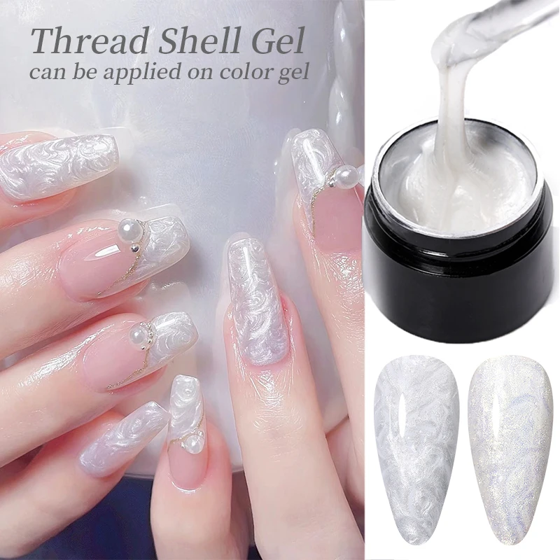 LILYCUTE 7ml Pearl Shell Thread Gel Nail Polish  Long Lasting Auroras White Pink Purple Salon Gel Nail Art DIY Solid Gel Polish