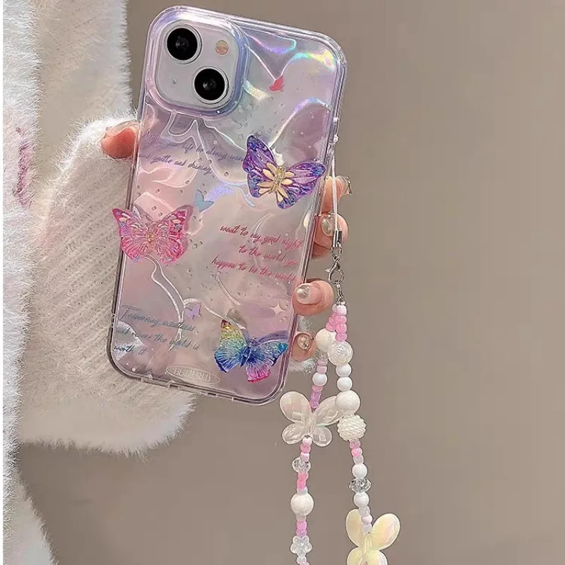 Fantasy Butterfly Bracelet Water Ripple Soft Case Compatible For VIVO Y28 Y03 Y21 Y17s Y20 Y21s Y12i Y15s Y18 Y36 Y27 Y100 Y16