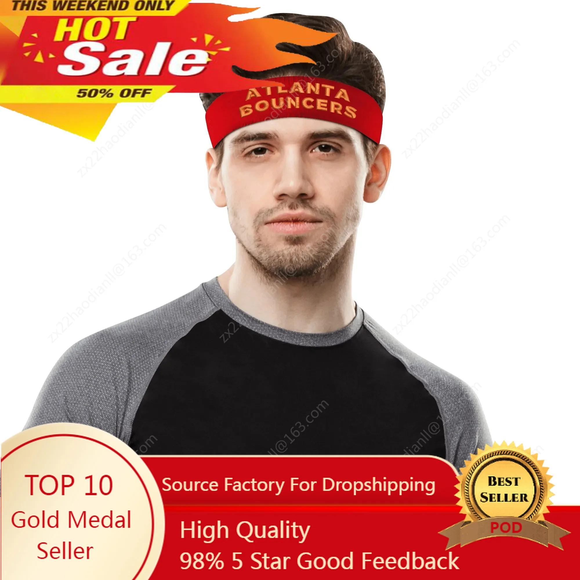 

ATLANTA BOUNCERS pickleball Embroidery Sports Headband Mens Womens Sweat-absorbing DIY Custom Running Sweat-proof breathable