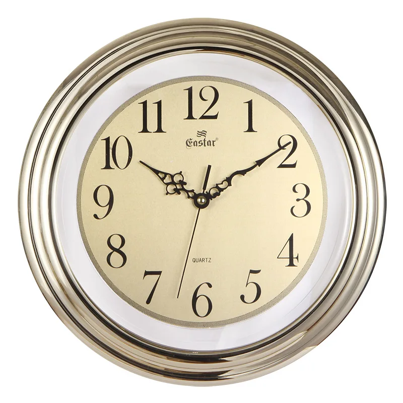 34cm Round Modern Nordic Clock - Creative Clock - Home Luxury Retro Living Room Wall Clock - Gold and Silver Wall Decor
