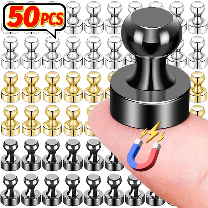 

1/50PCS Super Strong Neodymium Magnetic Thumbtack Pushpins Sucker Magnet Fridge Whiteboard Magnet Hook Office School Push Pin