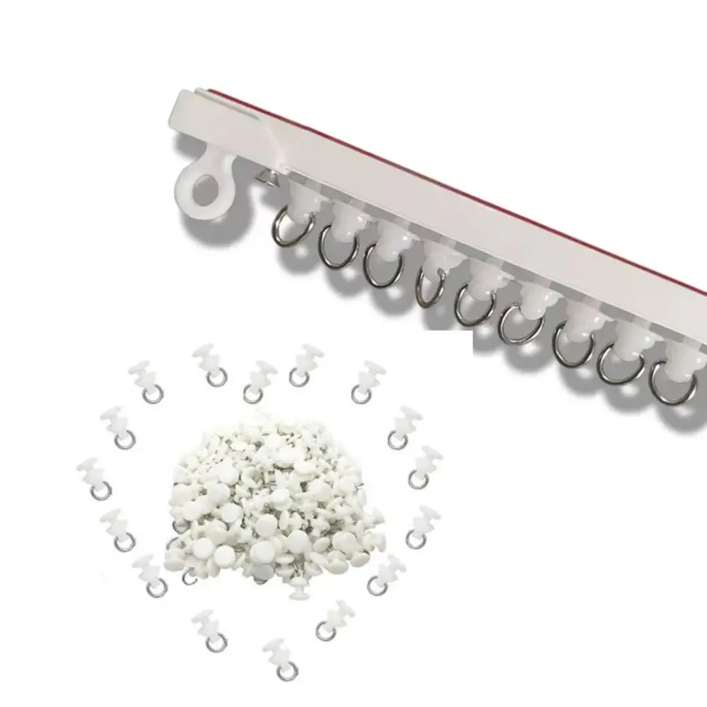 20pcs/pack White Curtain Track Pulley Plastic Silent Curtain Hook Roller Slide Smoothly Curtain Track Glider