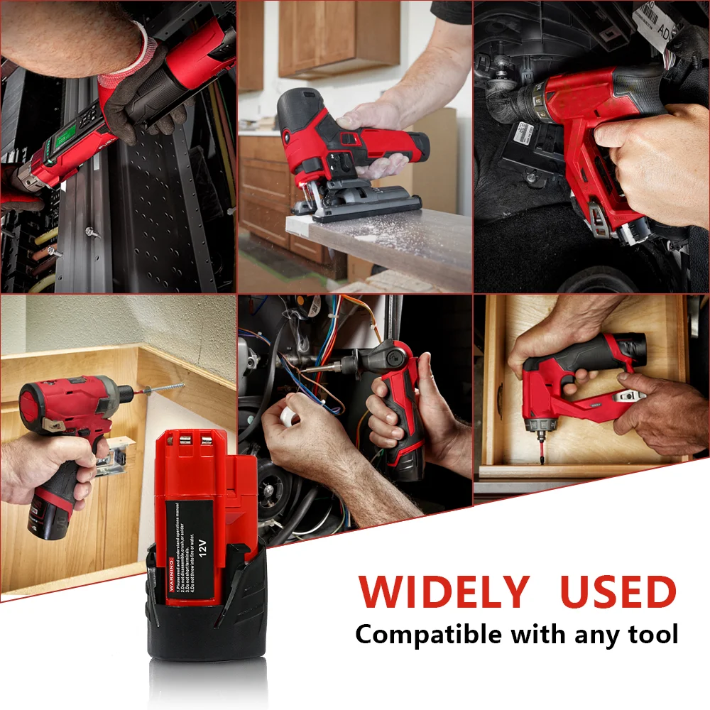 Pro baterii Milwaukee 3Ah kompatibilní s baterií Milwaukee 12V M12 XC 48-11-2410 48-11-2420 48-11-2411 12V akumulátorové nářadí - náhled 6