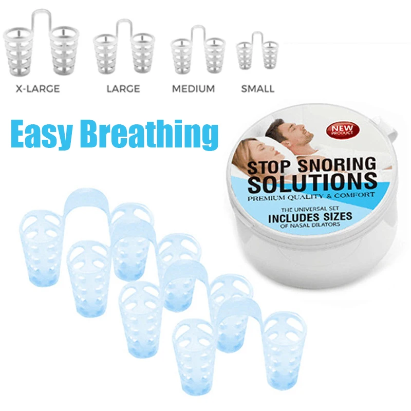 4Pcs/box Anti Snoring Nasal Dilator Silicone Easy Breathing Preventing Snoring Clip Making It Better For Respiratory Health Care