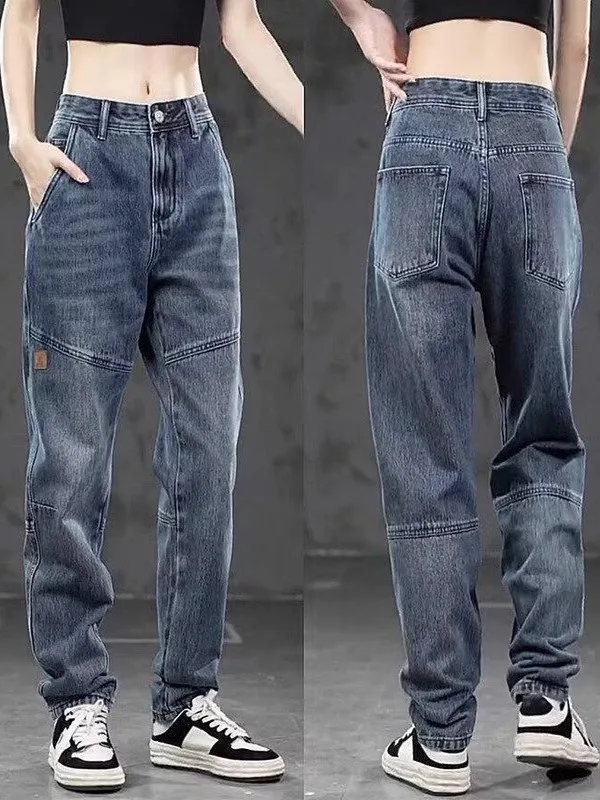 

Men's Casual Straight Leg Jeans Fall New Loose Fit Resistant to Dirt And Heat Work Pants Comfortable Warm Wear Resistant