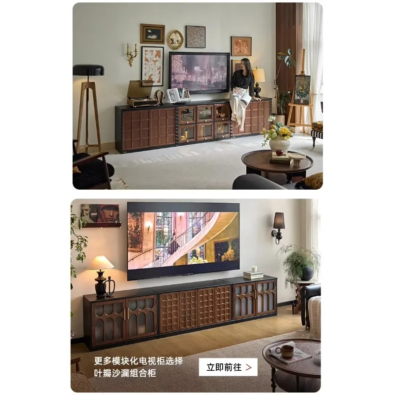 P1 Qiqiao Cabinet Solid Wood Medieval Floor TV Cabinet Storage Display Cabinet Bone Line Locker