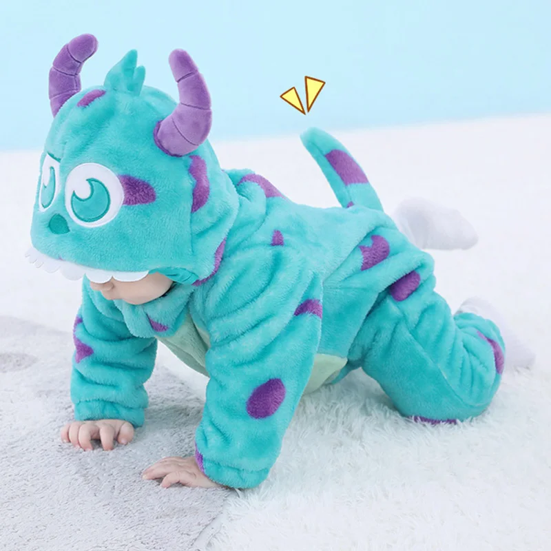 0-3Y Babies Romper Cute Animal Onesie Sully Oufit Baby Boy Girl Soft Warm Kigurumis Winter Sleepwear Halloween Funny Suit