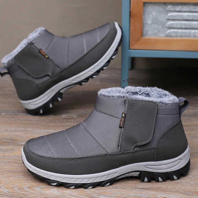 

Winter New Men's Plus Size Thick Plush Cotton Boots Anti Slip and Wear-resistant Snow Boots Mid Cut for Easy Wearing
