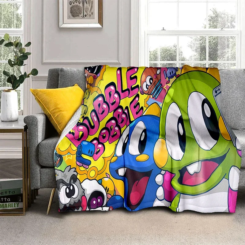 Bubble Bobble Cartoon Game Gamer 3D Blanket,Soft Throw Blanket for Home Bedroom Bed Sofa Picnic Travel Office Cover Blanket Kids