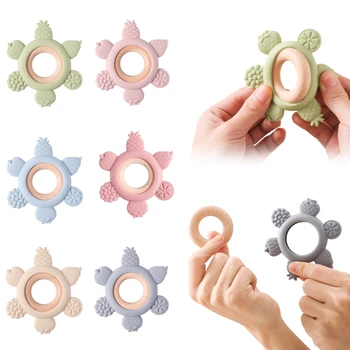 Mordedor de silicona sin BPA para bebé, juguete de dentición, sonajero, herramienta para el cuidado de los dientes, 0 a 12 meses, 1 unidad