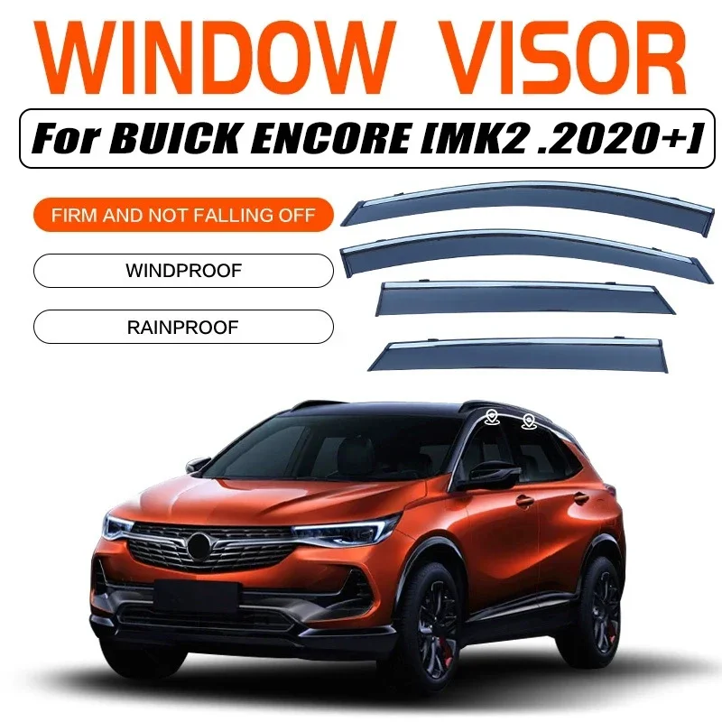 Window Visors For Buick Encore MK2 2020+ 4pcs Side Window Rain Guard Wind Deflector Weathershield Vent Visor for Car Windows