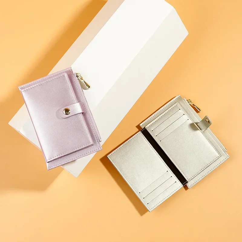 Porte-cartes en cuir souple pour femmes, sac d'argent, petits portefeuilles, organisateur féminin, mini étui pour cartes de crédit, sacs à monnaie à fermeture éclair