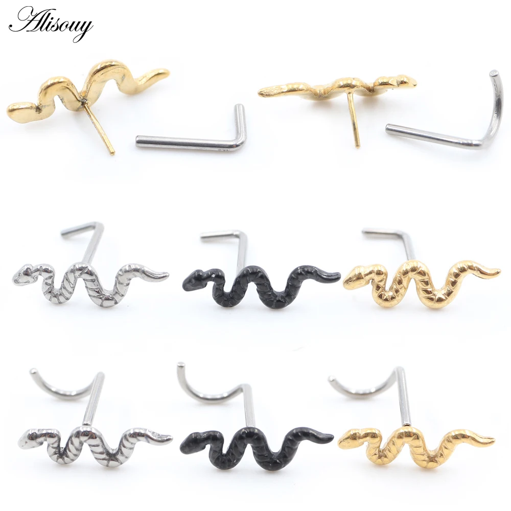 Alisouy 1PC G23 Titanium Threadless Twist Snake Nose Rings Piercing Ear Septum Daith Captive Tragus Studs Earrings Body Jewelry