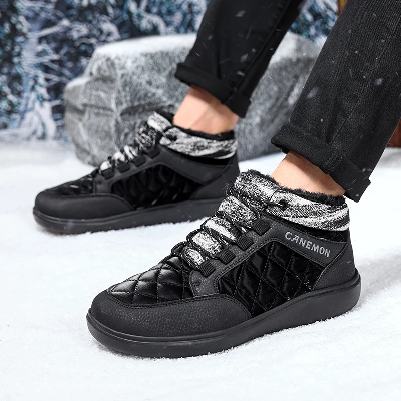 Botas de invierno para hombre, impermeables, con forro de felpa, ideales para parejas, para usar en la nieve, antideslizantes, para senderismo, botas de trabajo para hombre, botas de caña alta.