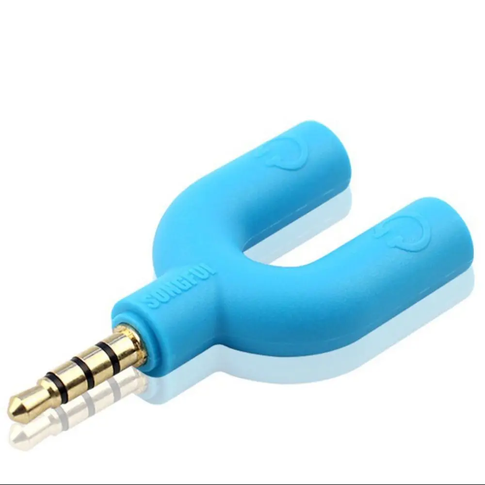 3.5mm Aux Male 3.5mm Plug Audio Cable U-shaped Audio Line Earphone Splitter Cable Colorful 2-way Jack Headset Splitter Earphone