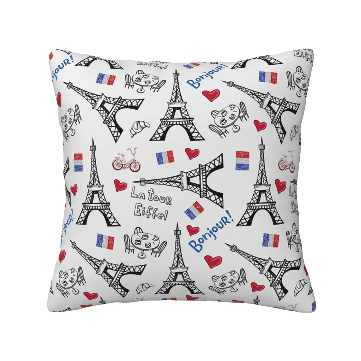 Addicted To Paris France Square Pillowcase Pillow Cover Cushion Decor Comfort Throw Pillow for Home Bedroom