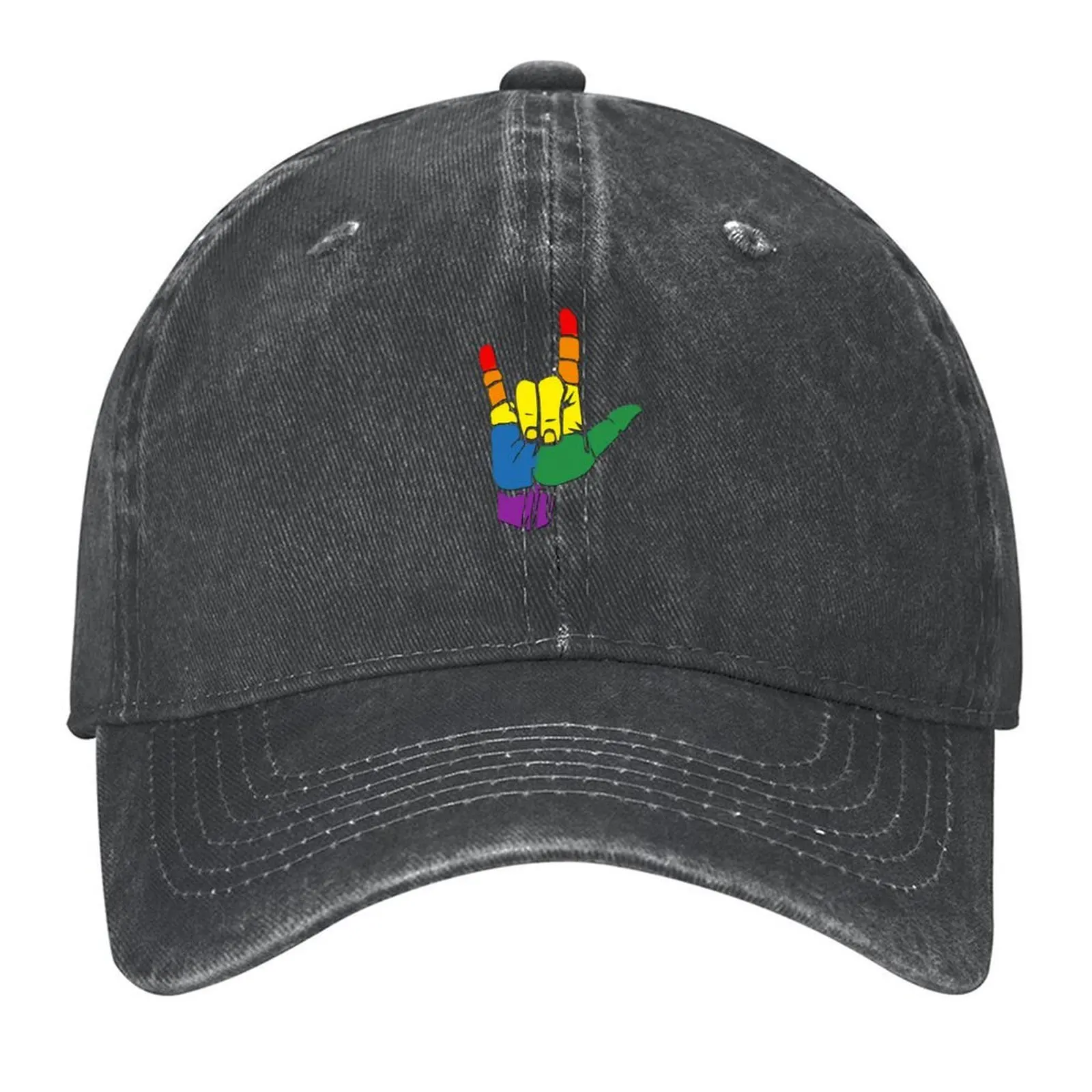 

Love Sign, I Love LGBT, Pride Flag, ASL Gift Baseball Cap Big Size Hat Anime Hat Sunscreen Man Women's