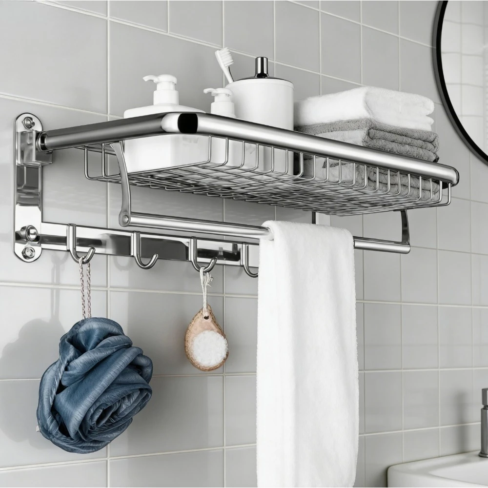 

High-quality modern bathroom towel rack, wall-mounted 304 stainless steel, thickened rust-proof and moisture-proof rack