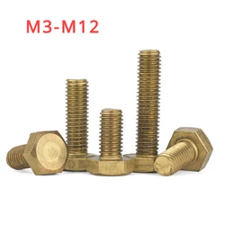 M3 M4 M5 M6 M8 M10 M12 Brass Flat Head External Hexagonal Bolt Metric Thread External Hexagonal Screw