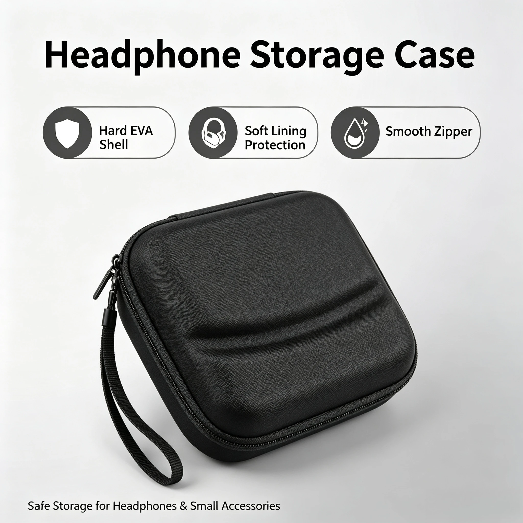 Headphone Storage Case EVA Hard-Shell Shock-Resistant Waterproof Headset Protective Holder for Headphone Storage and Accessories