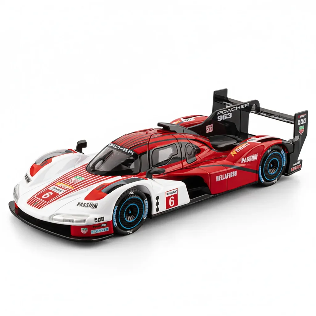 1:22 963 Metalowy Model Samochodu Wyścigowego, Zabawka, Odlewany Metal, Dźwięk, Światło, Napęd Pull-Back, Miniaturowy Samochód, Prezent dla Chłopca na Boże Narodzenie