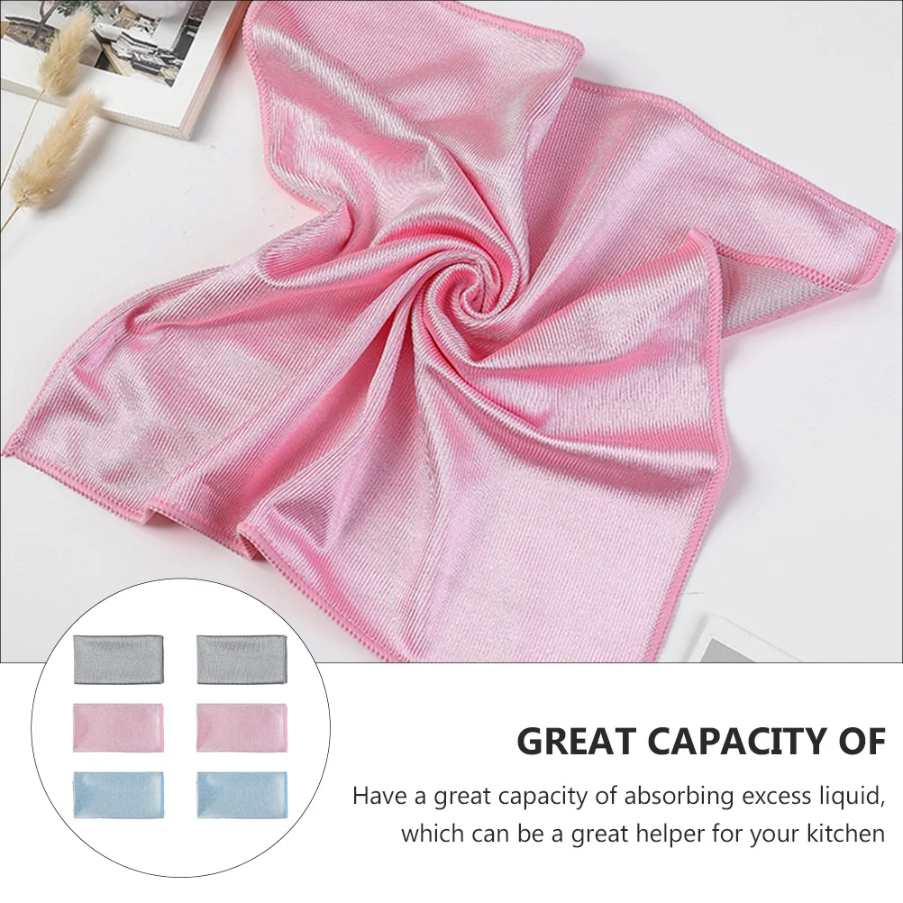 

6Pcs Microfiber Cleaning Cloth Premium Kitchen Towels Strong Absorbent Wash Cloths for Glassware Furniture Vehicle Cleaning Tool